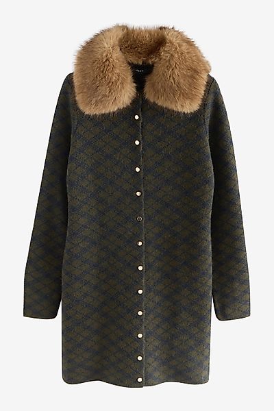 Next Minikleid Mini-Strickkleid mit Kunstfellkragen (1-tlg) günstig online kaufen