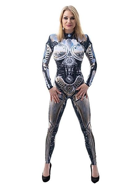 Metamorph Kostüm Robobabe Catsuit Kostüm, Hautenger Overall im chromglänzen günstig online kaufen