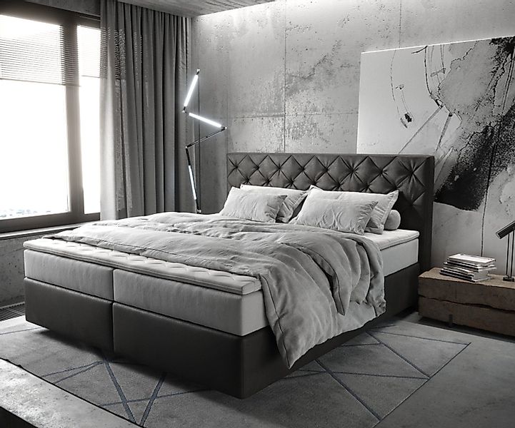 DELIFE Boxspringbett Dream-Great, Mikrofaser Anthrazit Vintage günstig online kaufen