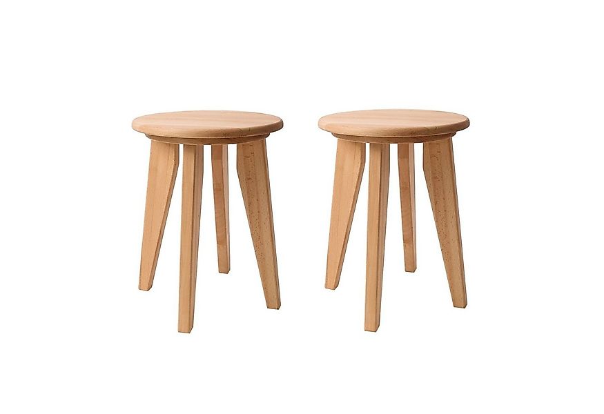 Krok Wood Hocker 2x Hocker Dresden aus Massivholz in Buche (Set) günstig online kaufen