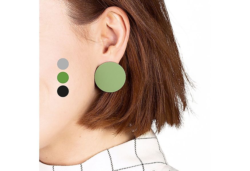 ALEXASCHA Paar Ohrstecker Runde Statement Ohrringe in schwarz, grün & grau günstig online kaufen