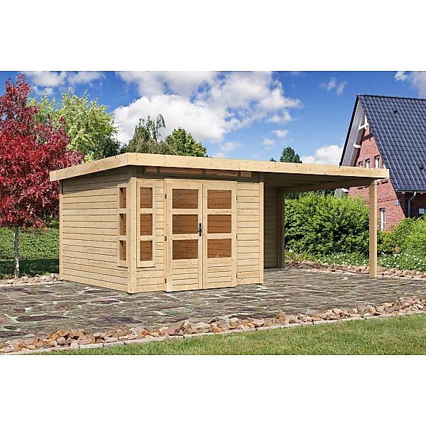 Karibu Holz-Gartenhaus Kastberg Naturbelassen Flachdach 270 cm x 270 cm günstig online kaufen