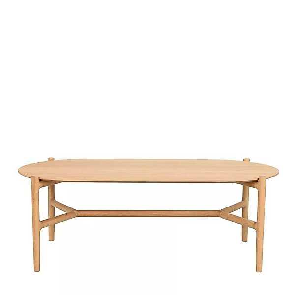 Wohnzimmer Tisch oval mit Vierfußgestell Eiche Massivholz günstig online kaufen