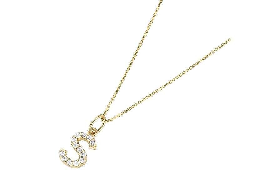 Luigi Merano Kette mit Anhänger Anhänger Buchstabe S mit Zirkonia, Gold 375 günstig online kaufen