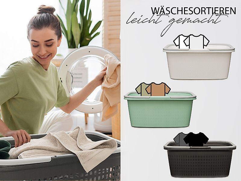Hausfelder Wäschekorb Wäschewanne 58x37x25cm (Farbmix, 3 günstig online kaufen