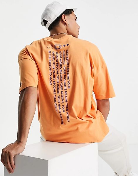 ASOS 4505 – Oversize-T-Shirt mit Print am Rücken-Orange günstig online kaufen