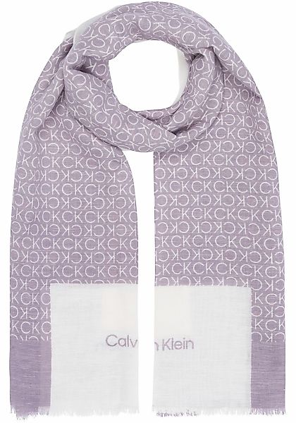 Calvin Klein Schal "GEO MINIMAL LOGO LINEN STOLE", Logoprägung, ausgefranst günstig online kaufen