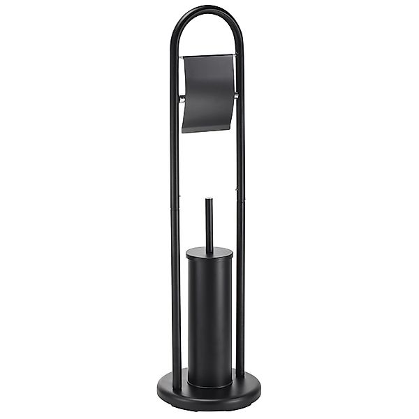 MSV WC-Garnitur Abby Stahl Ø 22 cm x 80,5 cm Schwarz günstig online kaufen