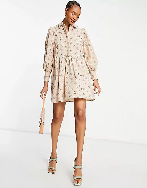 Y.A.S – Mini-Hemdkleid mit Blumenprint-Mehrfarbig günstig online kaufen