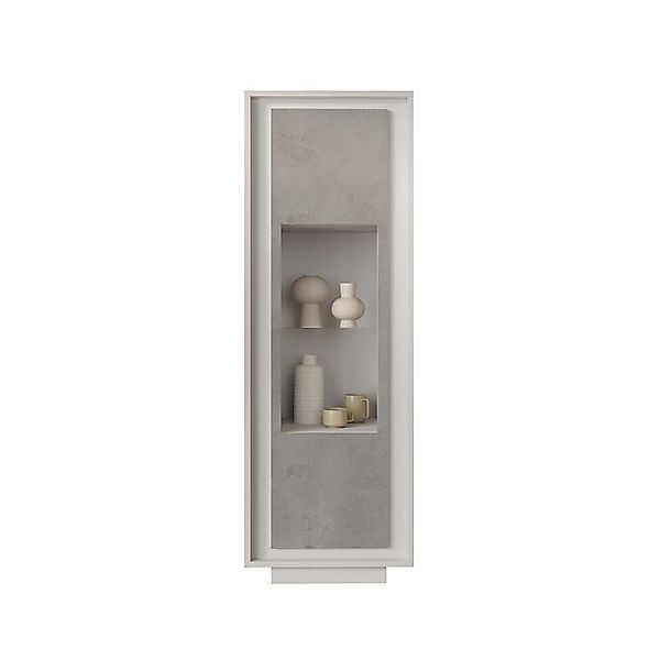 freiraum Vitrine Siena 3 Böden, Soft-Close, Weiss Lack matt, Beton-Optik - günstig online kaufen