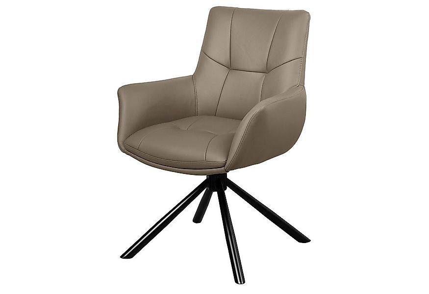 riess-ambiente Drehstuhl SIGNATURE taupe /schwarz - Echtleder, Metall, 360° günstig online kaufen