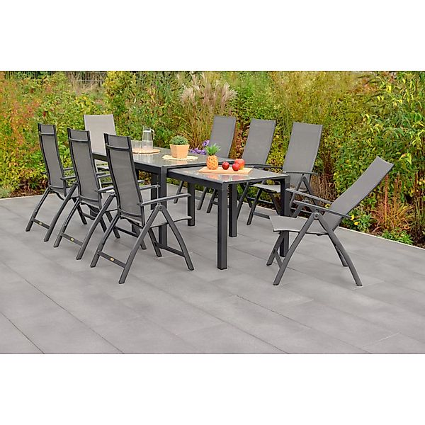 Merxx Gartenmöbel-Set Vicenza 9-teilig Flex-Ausziehtisch günstig online kaufen