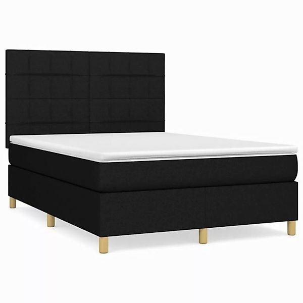 furnicato Bettgestell Boxspringbett mit Matratze Schwarz 140x200 cm Stoff ( günstig online kaufen