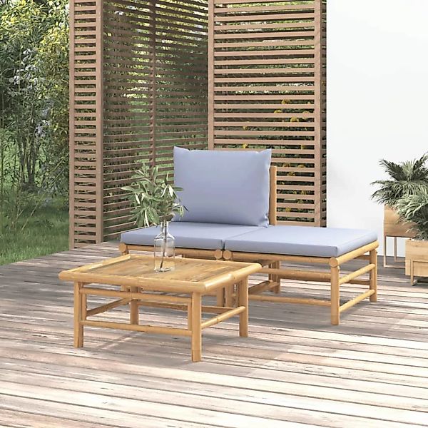 vidaXL Sofaelement 3-tlg. Garten-Lounge-Set mit Hellgrauen günstig online kaufen