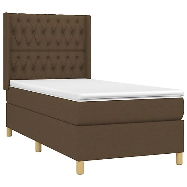 vidaXL Boxspringbett mit Matratze & LED Dunkelbraun 100x200 cm Stoff 313909 günstig online kaufen