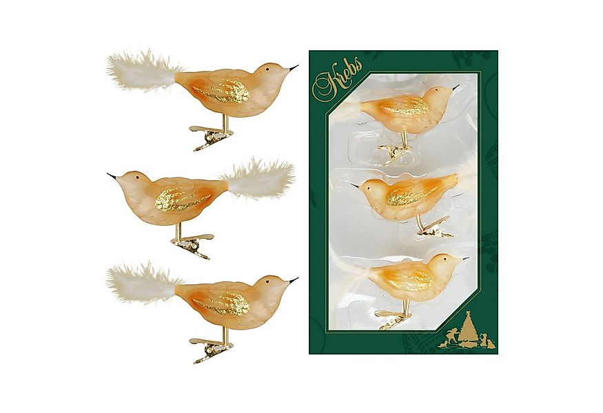Krebs Glas Lauscha Weihnachtsbaumklammer Glasvögel im 3er Set - Gold - ca. günstig online kaufen