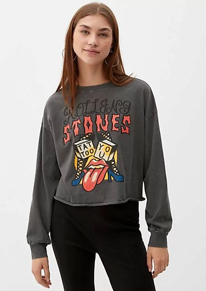 QS Langarmshirt Shirt mit Rolling-Stones-Print Garment Dye günstig online kaufen