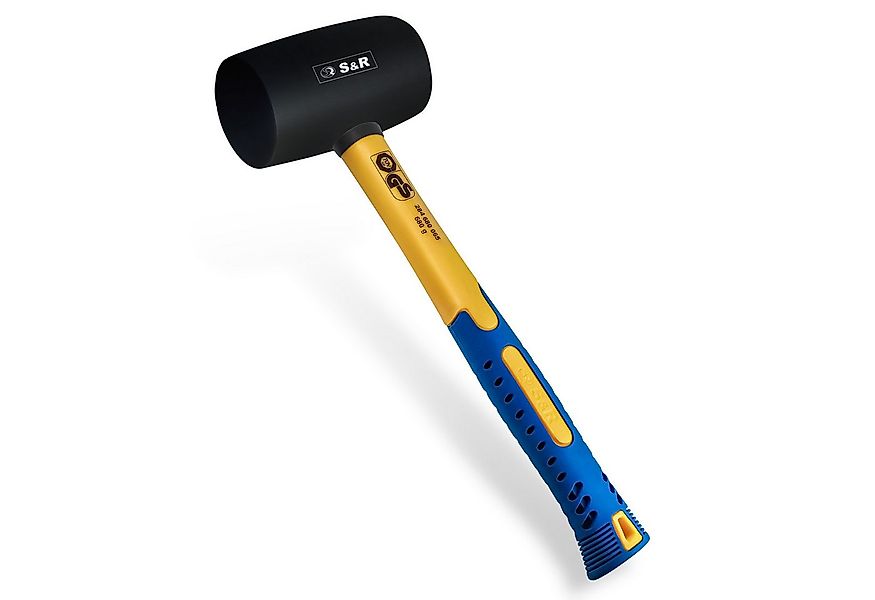 S&R Gummihammer Schwarz 680 g aus Naturkautschuk mit stoßdämpfendem Fibergl günstig online kaufen