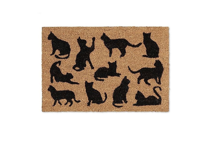 relaxdays Fußmatte Kokos mit schwarzen Katze, Höhe: 15 mm günstig online kaufen