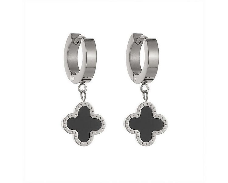 KARMA Paar Ohrhänger Kleeblatt Silber Gold Weiß Schwarz Edelstahl Ohrringe günstig online kaufen