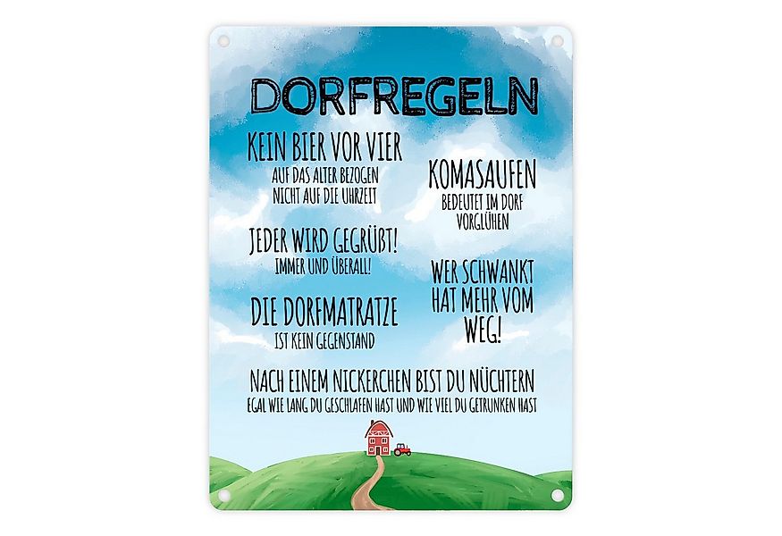 speecheese Metallschild Dorfregeln für Dorfkinder Metallschild in 15x20 cm günstig online kaufen