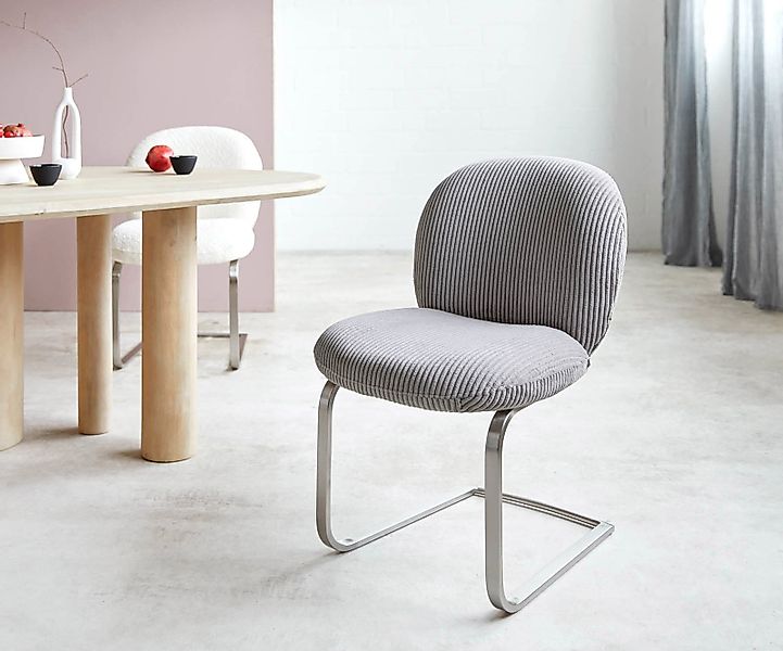 DELIFE Polsterstuhl Nube-Flex, Freischwinger flach Edelstahl günstig online kaufen