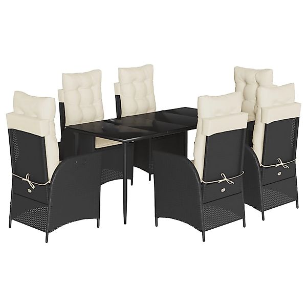vidaXL 7-Tlg Garten-Essgruppe mit Kissen Schwarz Poly Rattan 3213160 günstig online kaufen