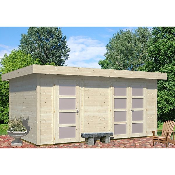 Palmako Lara Holz-Gartenhaus Natur Flachdach Unbehandelt 445 cm x 295 cm günstig online kaufen