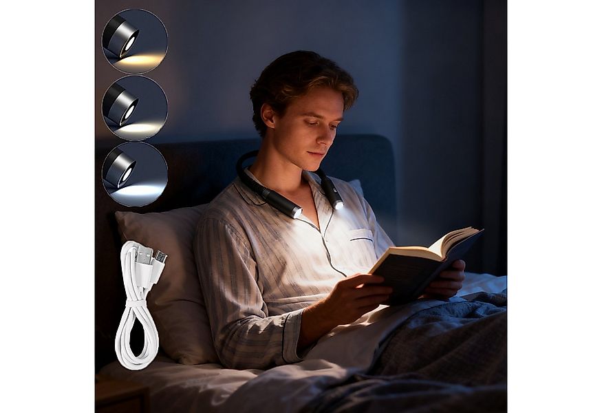 MUPOO LED Leselampe LED Leselampe Nacken,USB-Aufladung,LED Leseleuchte,3 He günstig online kaufen