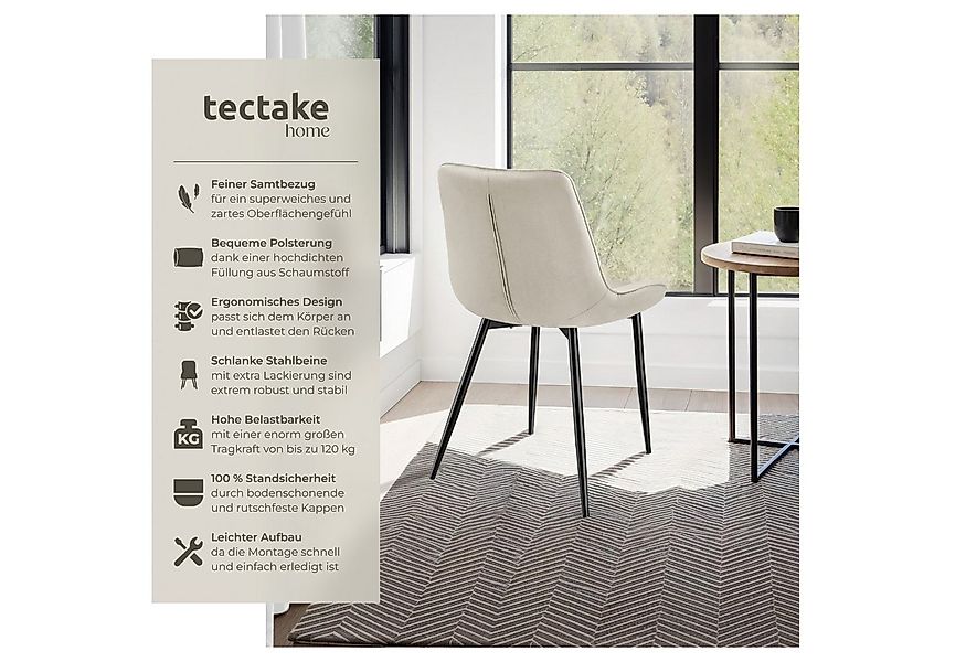 tectake Esszimmerstuhl Set Stuhl Monroe Samtoptik (Set, 8 St), Ergonomisch günstig online kaufen