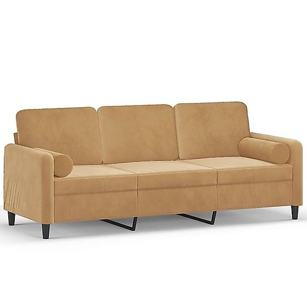 vidaXL Sofa, 3-Sitzer-Sofa mit Zierkissen Braun 180 cm Samt günstig online kaufen