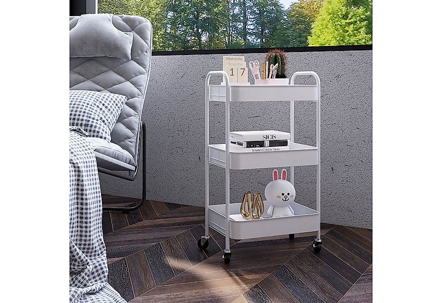 HOMCOM Servierwagen Küchenwagen, Rollwagen mit 3 Etagen, (Beistellwagen, 1 günstig online kaufen