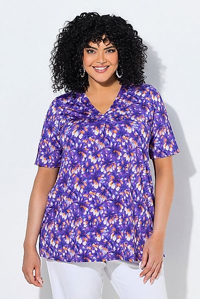 Ulla Popken T-Shirt Slinky-Shirt Zierfalte A-Linie V-Ausschnitt günstig online kaufen