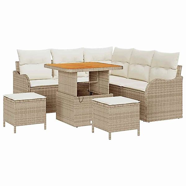 vidaXL Garten-Sofa-Set 8-Tlg Beige Poly Rattan 3362261 günstig online kaufen