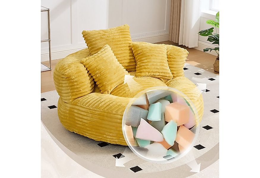 BlingBin Sitzsack Cordstoff-Sofa, Lazy Sofa (Sofa, 1 St., 108 x 108 x 52 cm günstig online kaufen