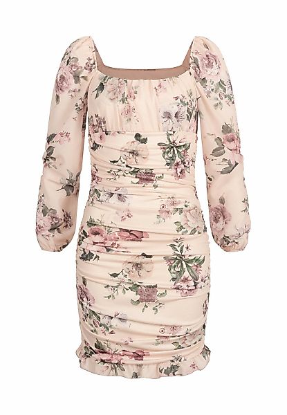 CLOUD 5IVE Shirtkleid "CLOUD 5IVE Rüschen Kleid mit Blumenprint & Raffung" günstig online kaufen