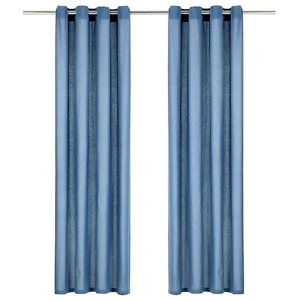 Vorhänge Mit Metallösen 2 Stk. Baumwolle 140 X 175 Cm Blau günstig online kaufen