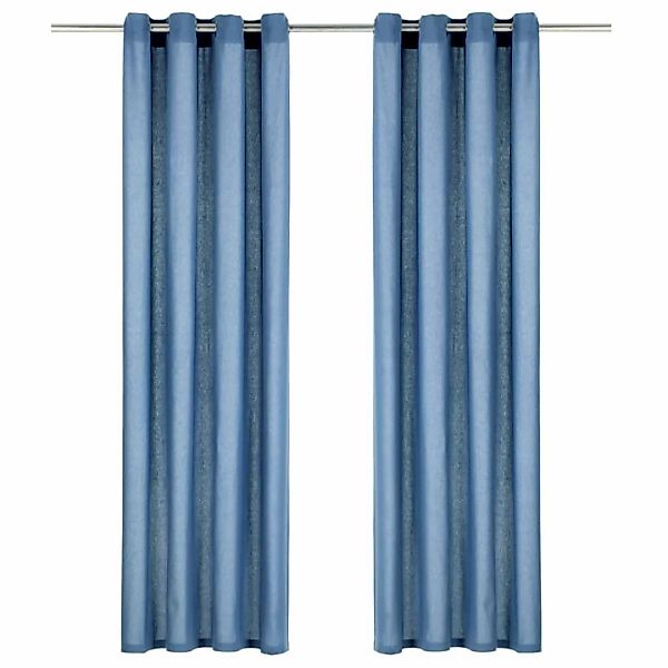 Vorhänge Mit Metallösen 2 Stk. Baumwolle 140 X 175 Cm Blau günstig online kaufen