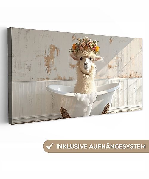 OneMillionCanvasses® Leinwandbild Panorama Vintage - Alpaka günstig online kaufen