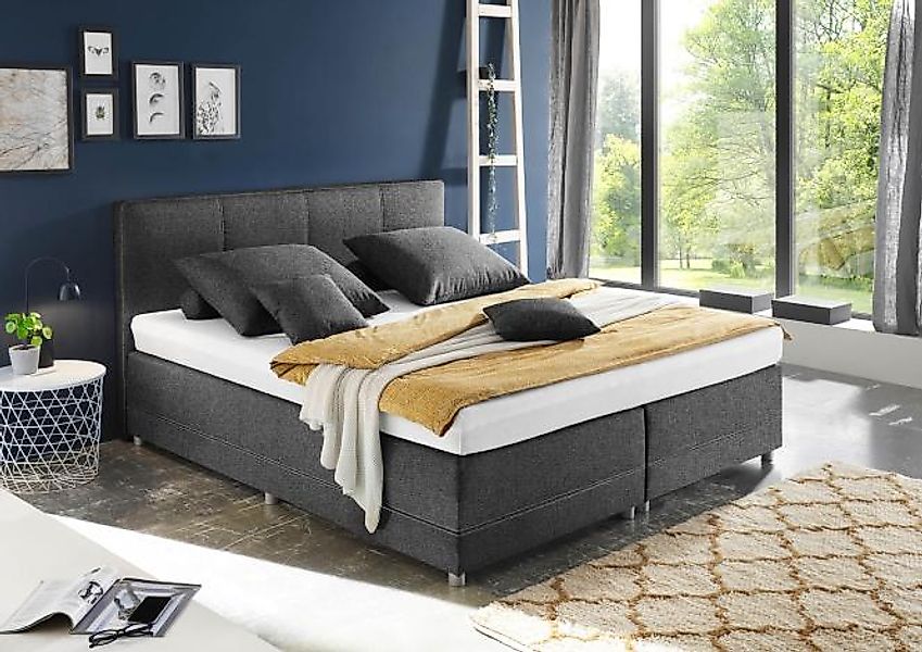 Boxspringbett Lewisporte 180 x 200 Dunkelgrau günstig online kaufen