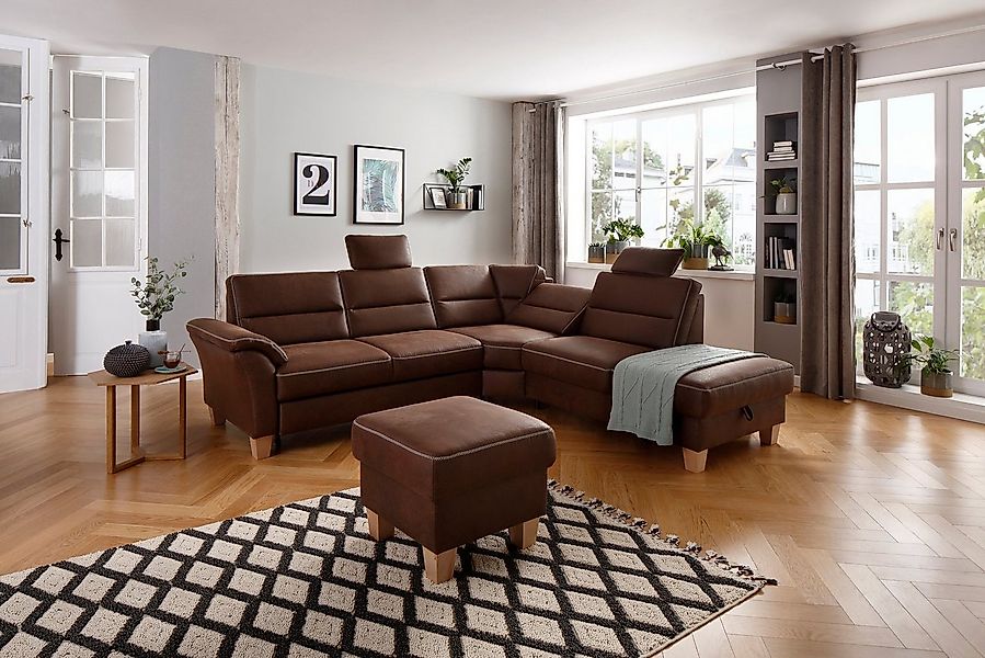 Home affaire Ecksofa Soleo L-Form, komfortabel durch Trapezecke mit Relaxfu günstig online kaufen