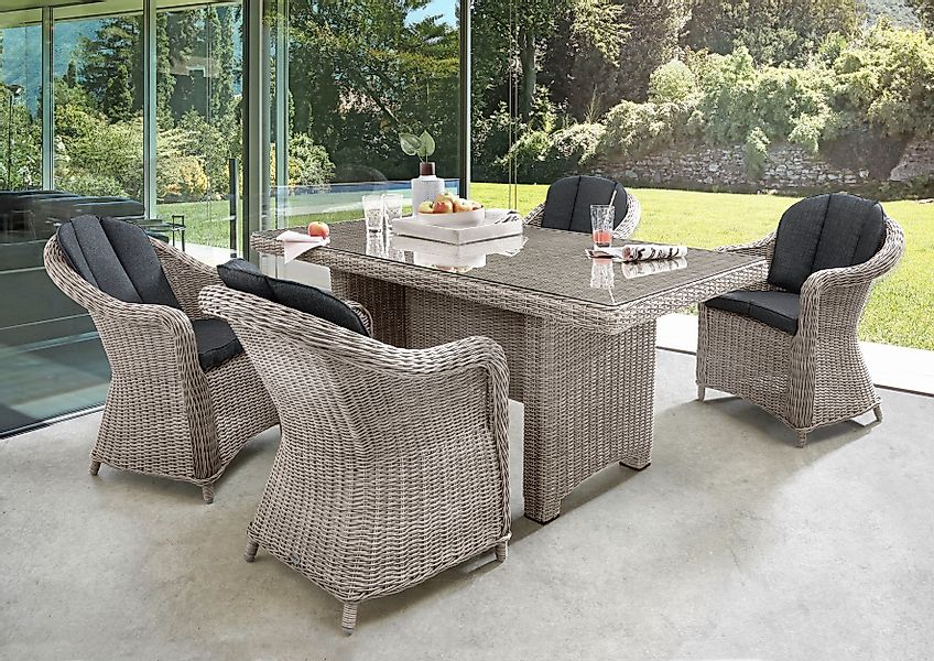 Destiny Garten-Essgruppe »MALAGA LUNA« Set, 13 Stk. tlg. Polyrattan, 4 Sess günstig online kaufen