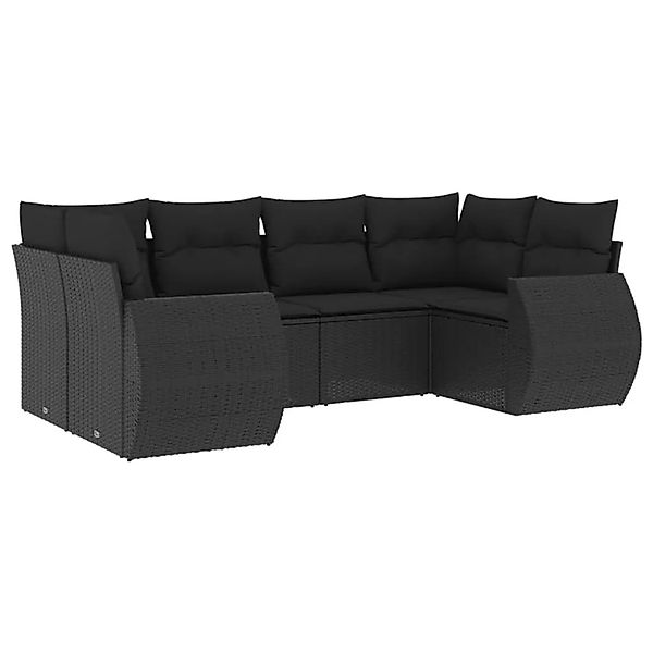 vidaXL 6-Tlg Garten-Sofagarnitur mit Kissen Schwarz Poly Rattan 3221774 günstig online kaufen