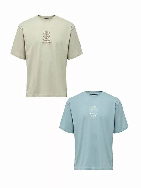 ONLY & SONS T-Shirt T-Shirt 2er-Set Rundhals Kurzarm (1-tlg) 7638 in Grau-B günstig online kaufen