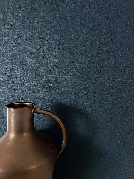 Newroom Vliestapete, Blau Tapete Uni Einfarbig - Unitapete Leinen-Optik Dun günstig online kaufen