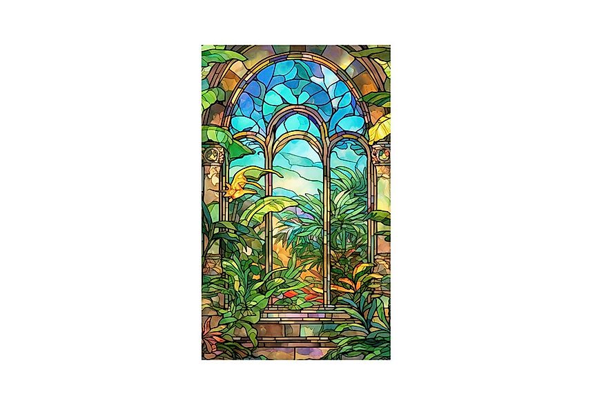 GarveeMore Fenstersticker PVC Buntes Glas Fensterfolie Nicht klebend abnehm günstig online kaufen