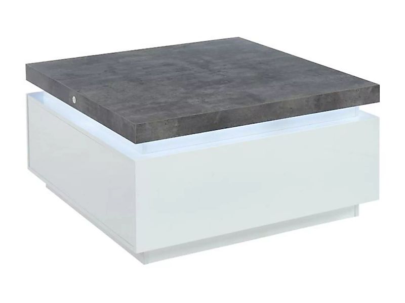 Couchtisch mit 2 Schubladen & LEDs - MDF lackiert - Weiß & Beton-Optik- HAL günstig online kaufen