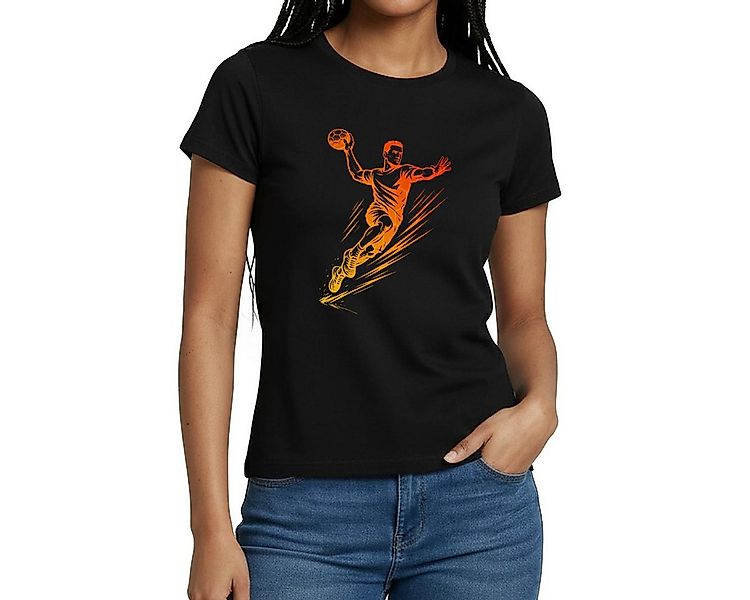 Spreadshirt T-Shirt Handball Spieler Silhouette Deutschland Farben Frauen T günstig online kaufen