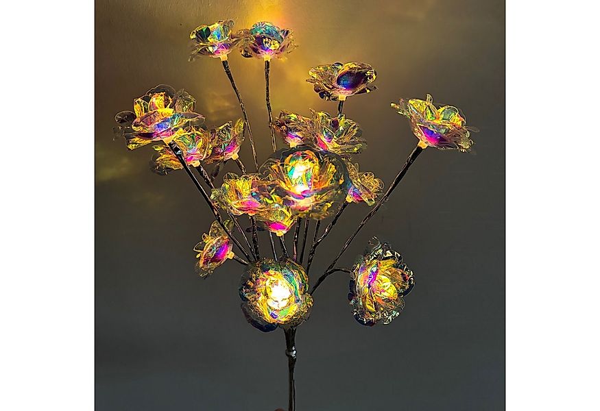 Online-Fuchs LED-Leuchtzweig aus silbernen Rosenblüten mit Timer - künstlic günstig online kaufen