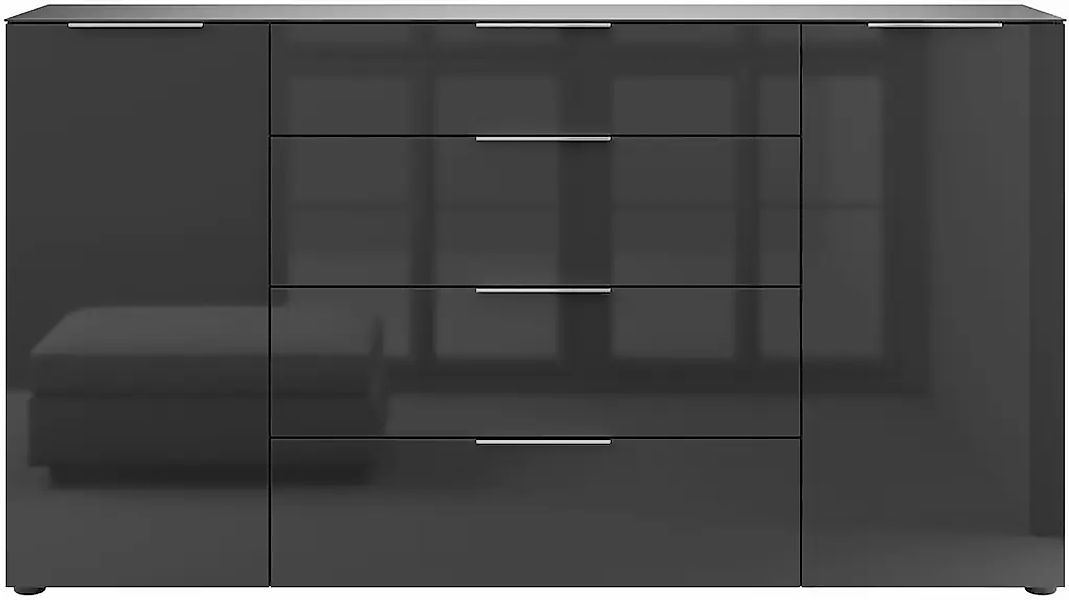 Manjana Möbel Sideboard "Style" mit Metallgriffen & Glasfront, Soft-Close, günstig online kaufen